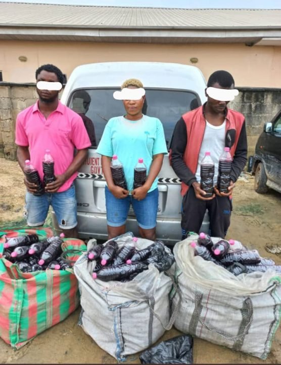 Police apprehend three, recover 150 ‘skuchies’ bottles