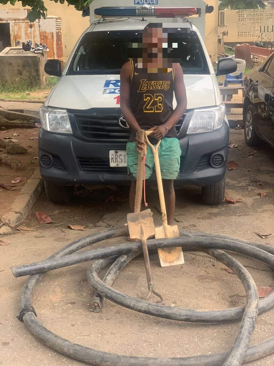 Lagos RRS arrest 20 year-old man for stealing electricity cable