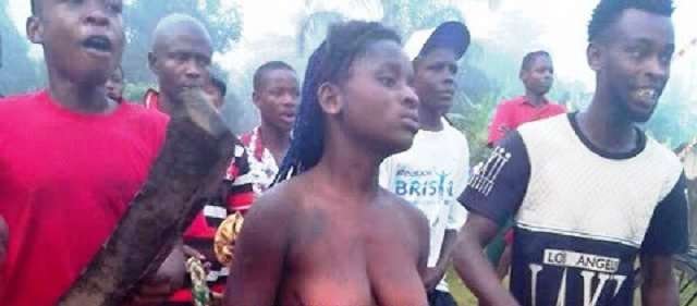 Mob strip two ladies naked for pick-pocketing