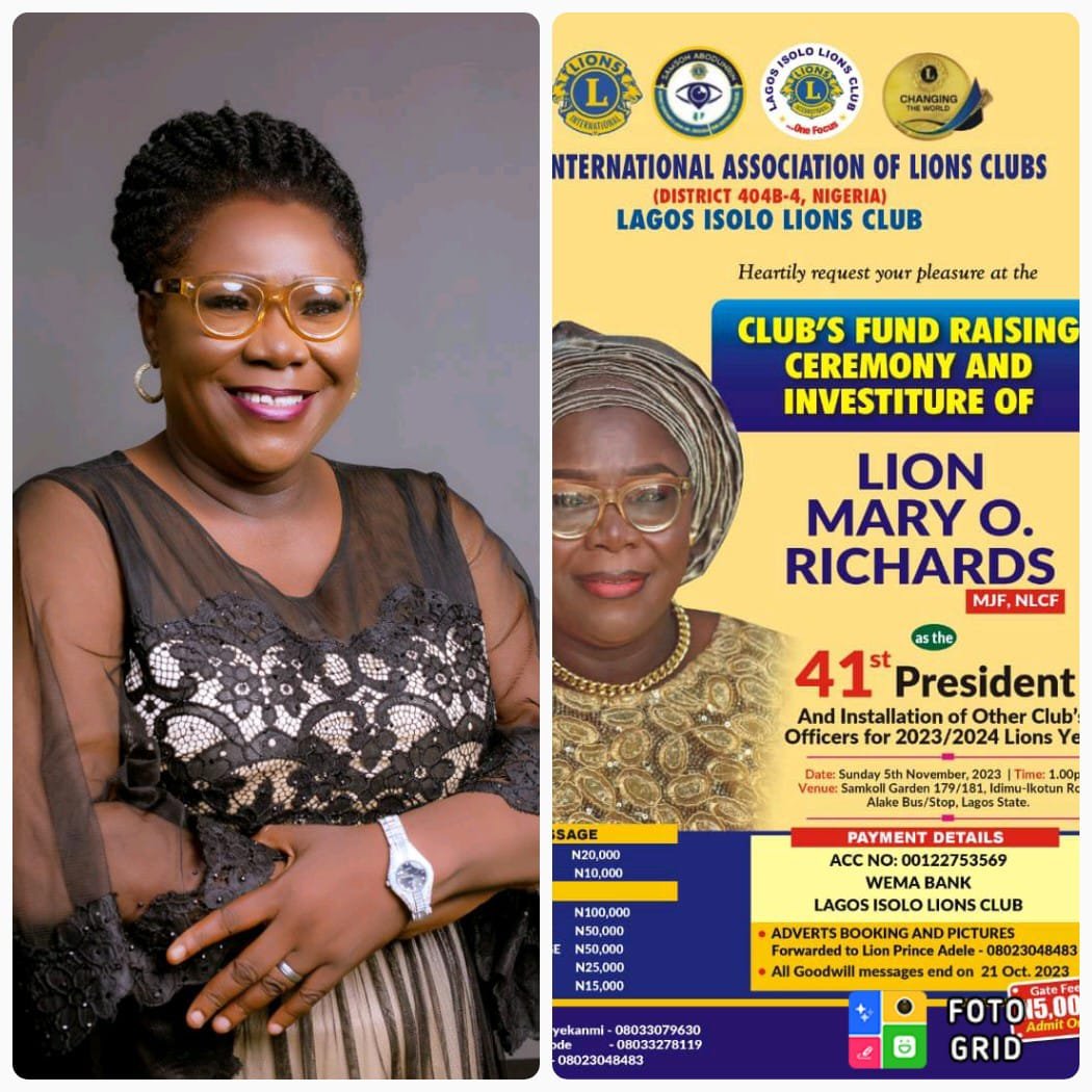 18 DAYS TO GO: LAGOS ISOLO LIONS CLUB PRESIDENT, MARY RICHARDS PROMISES HUMANITARIAN PROJECTS