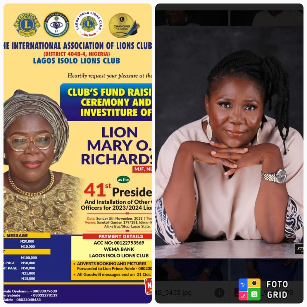 17 DAYS TO GO: LAGOS ISOLO LIONS CLUB HOLDS FUNDRAISING & INVESTITURE CEREMONY NOV. 5